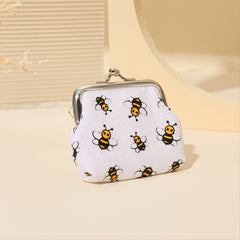 Bee Pattern Coin Purse, Kiss Lock Mini Wallet
