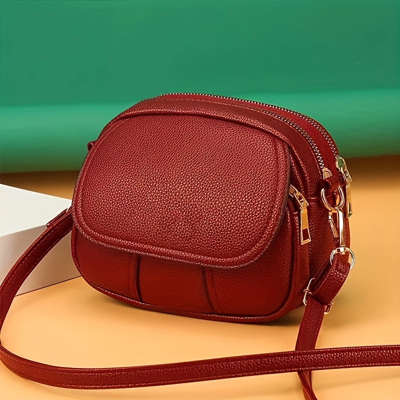 Red Leather Texture Women's Waist Bag Crossbody Bag