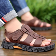 Men's Open Toe Hook And Loop Sandals Non Slip Comfortable Beach Shoes Summer