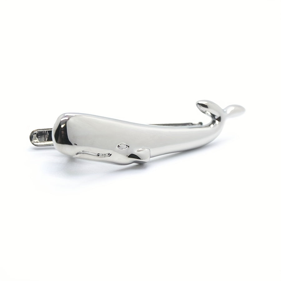 Silver Whale Tie Clip for Men's Wedding Business
