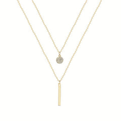 Geometric Shape Rhinestone Double Layer Necklace
