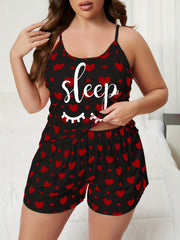  Heart & Polka Dot Cami Top & Shorts Set