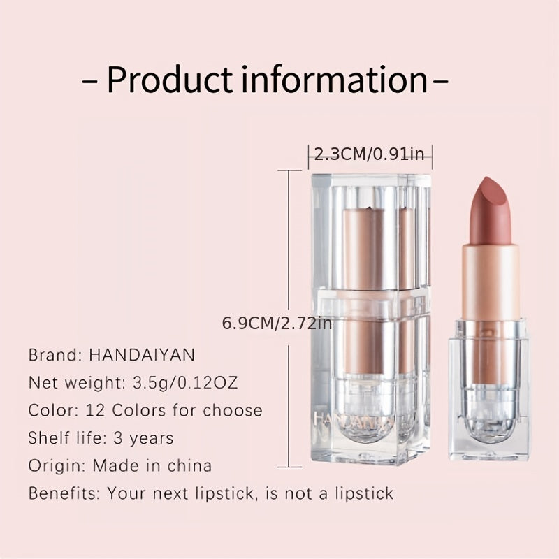 Long Lasting Matte Lipstick in 12 Colors Nude Bean Sand Powder