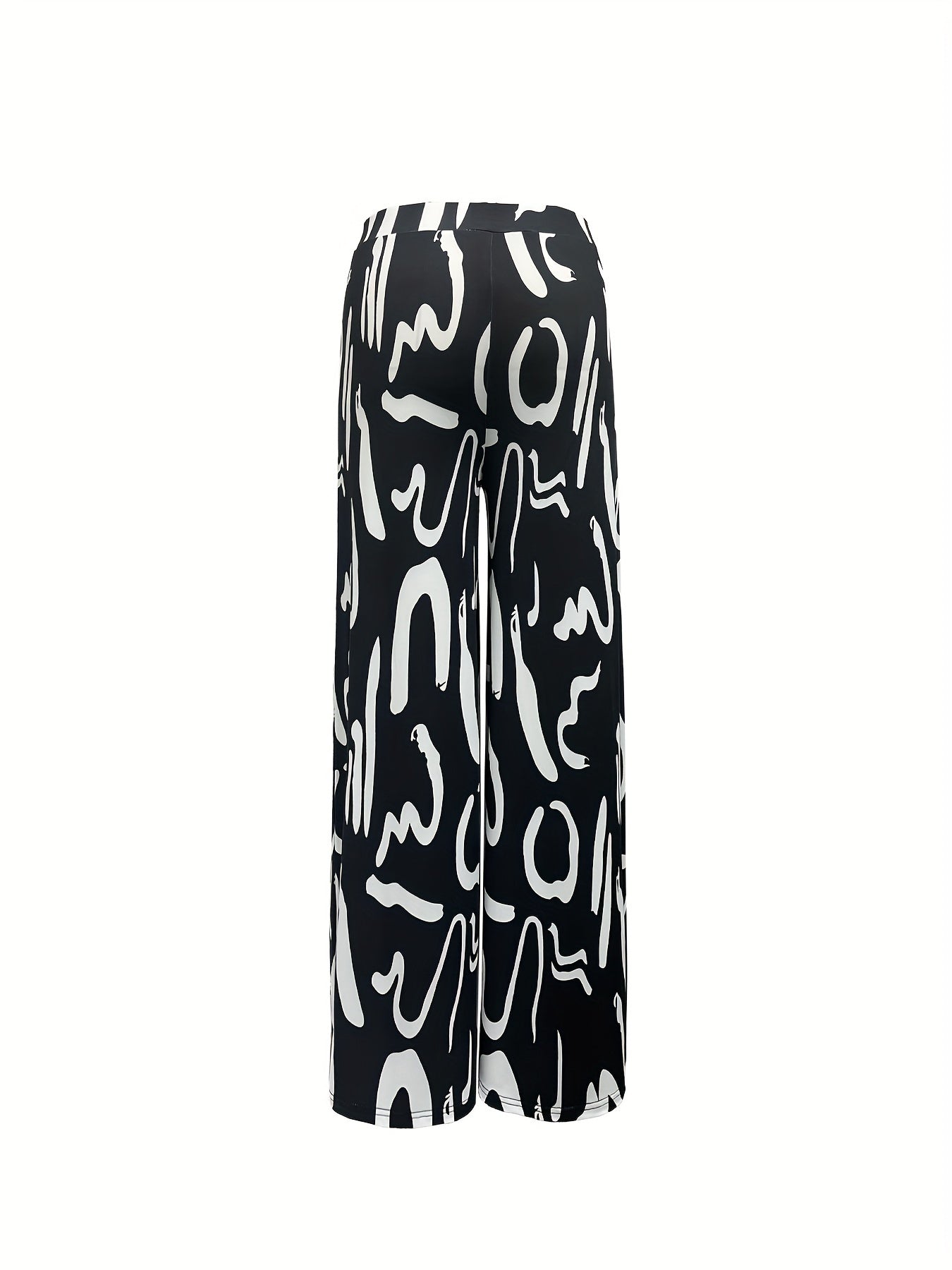  Graffiti Print Wide Leg Trousers