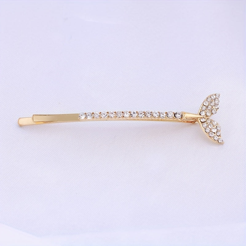 Faux Pearl Mermaid Hair Clip Rhinestone Bangs Clip Hair Jewelry