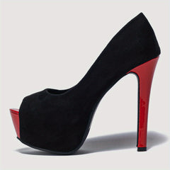 Women's Red Stiletto Heeled Pumps Peep Toe Party Heels