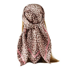 Leopard Print Silk Hair Scarf Neck Neckerchief for Women