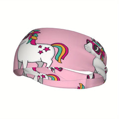 Unicorn Sports Headband Pink Rainbow Design