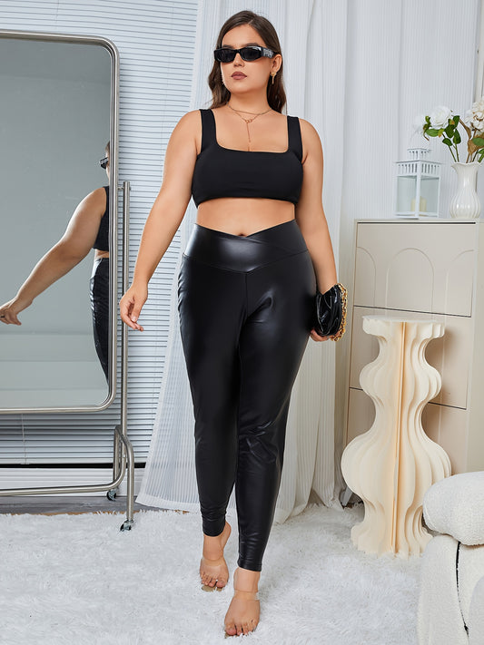  Faux Leather High Rise Leggings