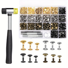240 Double Cap Rivets Tubular 4 Colors DIY Leather Craft Kit