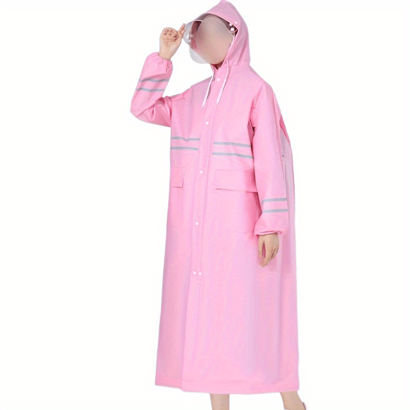Men's Waterproof Reflective Rain Poncho Pink