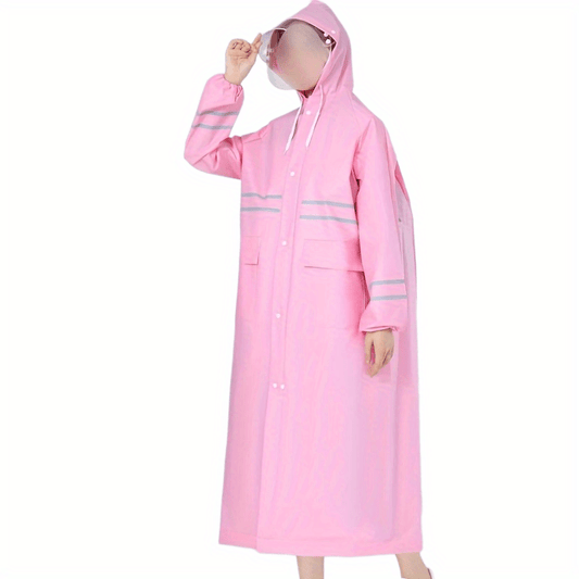 Men's Waterproof Reflective Rain Poncho Pink