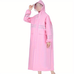Men's Waterproof Reflective Rain Poncho Pink