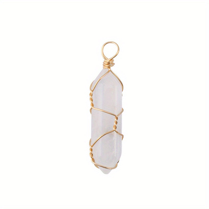 Jade Crystal Hexagonal Column Bullet & Rhombus Pendant