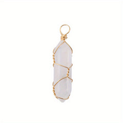 Jade Crystal Hexagonal Column Bullet & Rhombus Pendant