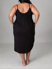 Casual Sexy Plus Solid Bodycon Dress High Stretch Summer Dress