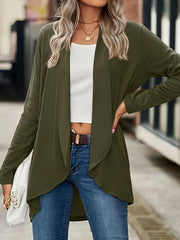  Casual Cardigan Women's Plus Solid Long Sleeve Open Front Slight Stret