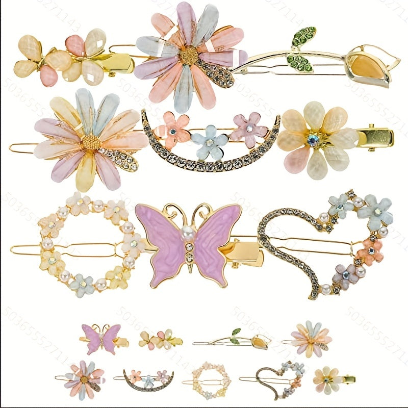 Rhinestone Crystal Flower Hair Clip Barrette for Girls Women