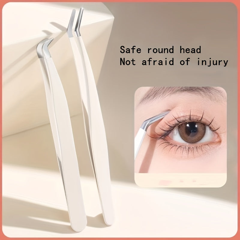 Stainless Steel Eyebrow & Eyelash Tweezers Set