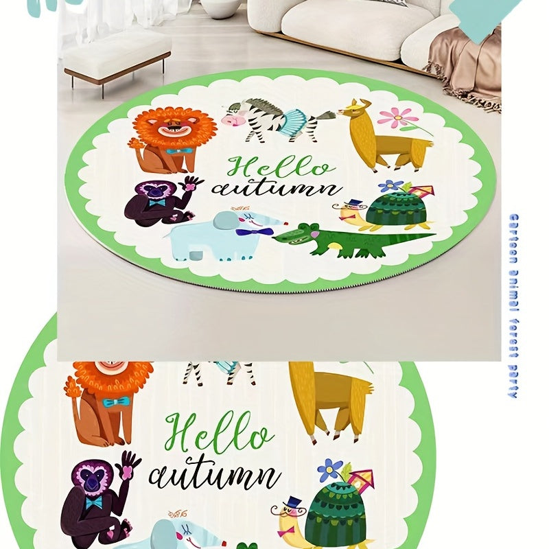 Cartoon Animal Round Play Pad Crawling Mat for Kids