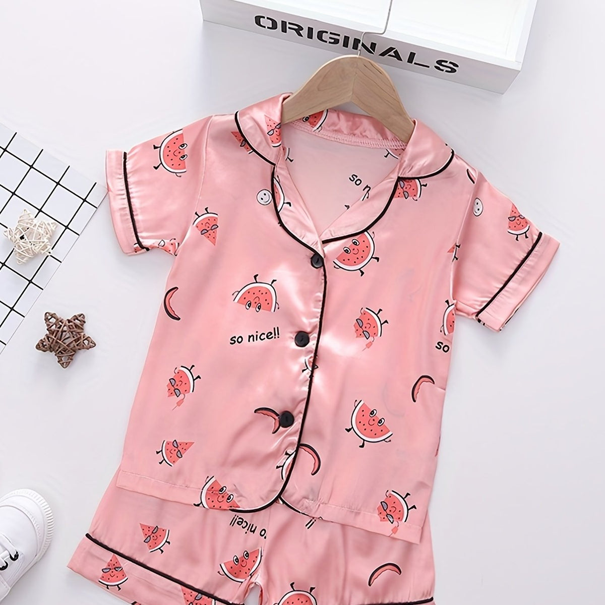 Toddler Girls Watermelon Graphic Pajama Set Short Sleeve Top & Shorts