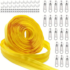 5 Rolls 10 Yards Nylon Coil Zipper By the Yard Continuous Zipper Sliders