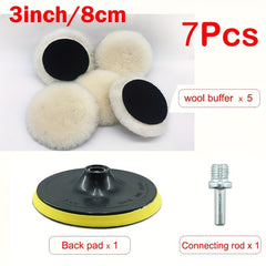 7pcs Car Polishing Kit Sponge Disc Wool Wheels Waxing Pads