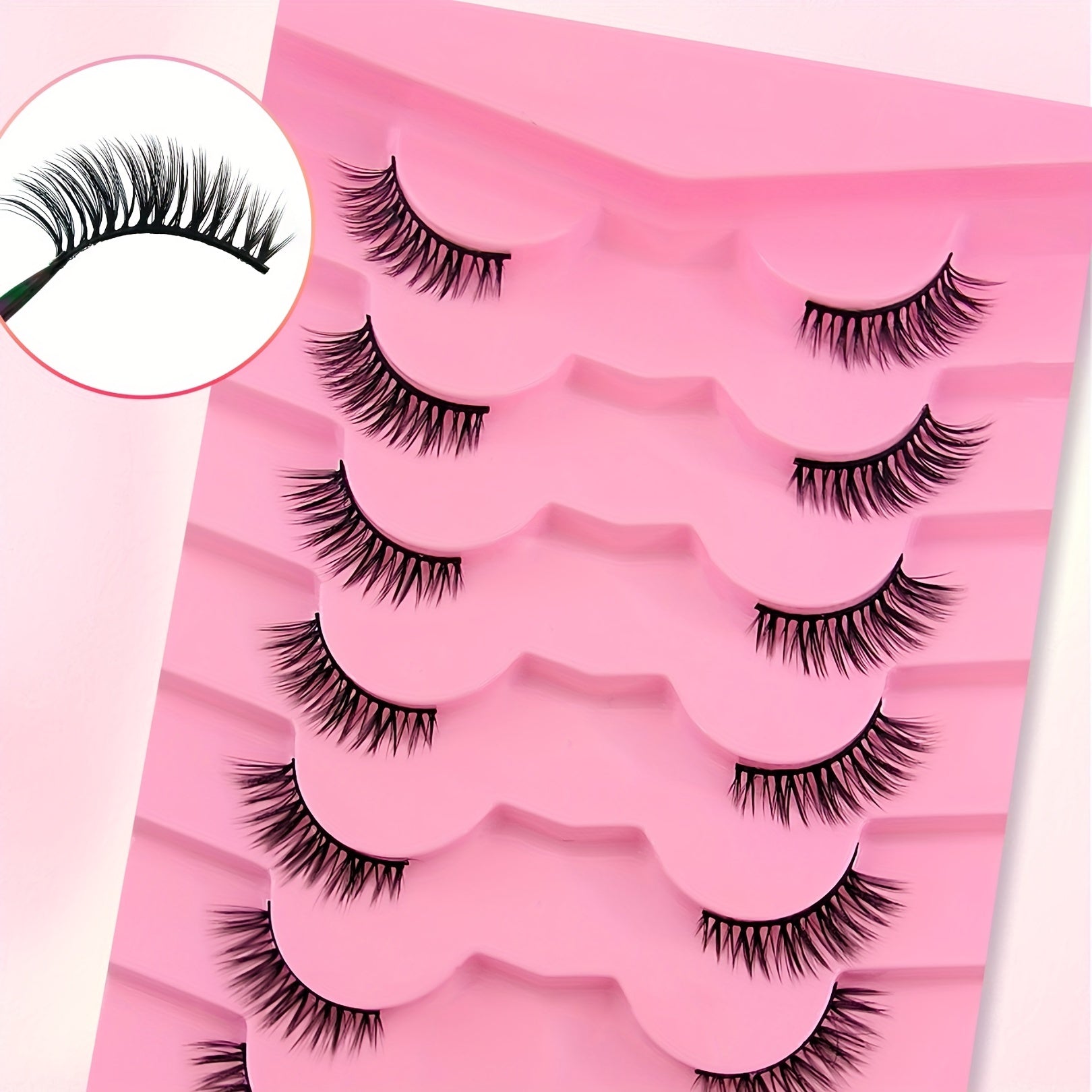 7 Pairs Cat Eye Lashes Cluster Fluffy Natural Faux Mink False Eyelashes