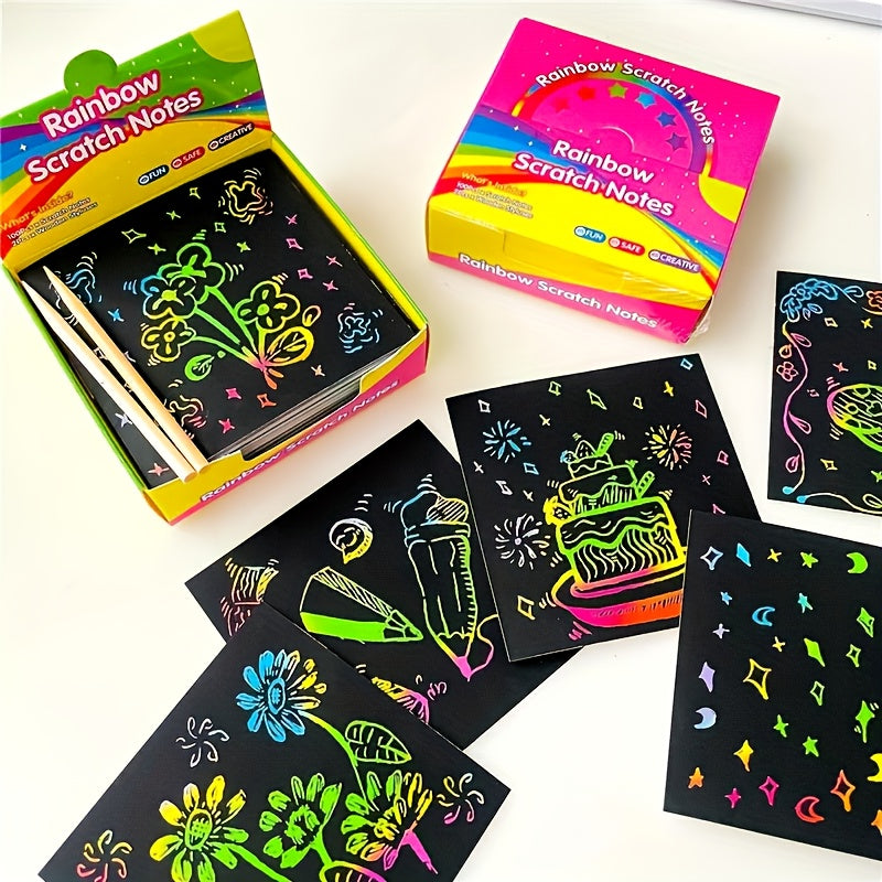 Rainbow Scratch Note Art Kit - Unleash Hidden Designs with Vibrant Colors
