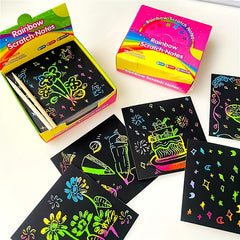 Rainbow Scratch Note Art Kit - Unleash Hidden Designs with Vibrant Colors