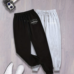 2 Pack Plus Size Sports Pants Women's Loose Drawstring Pants Two Piece Set