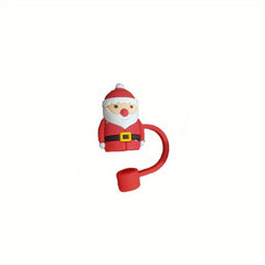 Christmas Silicone Straw Cover Straw Cap Reusable Santa Claus Halloween Tips