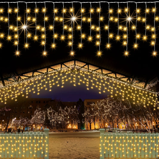 Outdoor Icicle Lights 4m 13ft 90 LED 8 Modes USB Plug In Curtain String Lights