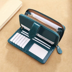 Men's Leather Long Wallet Card Holder Zipper Coin Purses Phone Handbag