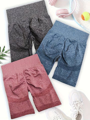 3pcs Solid Sports Shorts High Stretch Running Yoga Workout