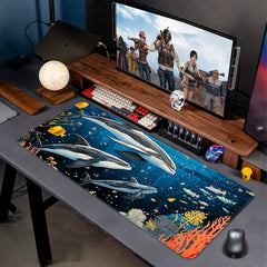 Cartoon Whale Underwater World Large Mousepad