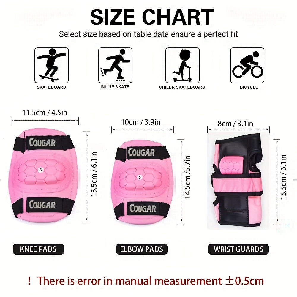 Adjustable Knee & Elbow Protection Set for Kids, S Size 3-8 Yrs, M Size 7-12 Yrs