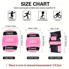 Adjustable Knee & Elbow Protection Set for Kids, S Size 3-8 Yrs, M Size 7-12 Yrs
