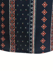 Men's Hawaiian Vintage Striped Shirt Button Up Short Sleeve Shirt