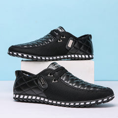 Men's Round Toe PU Leather Slip on Shoes Lightweight Comfortable Dress Shoes