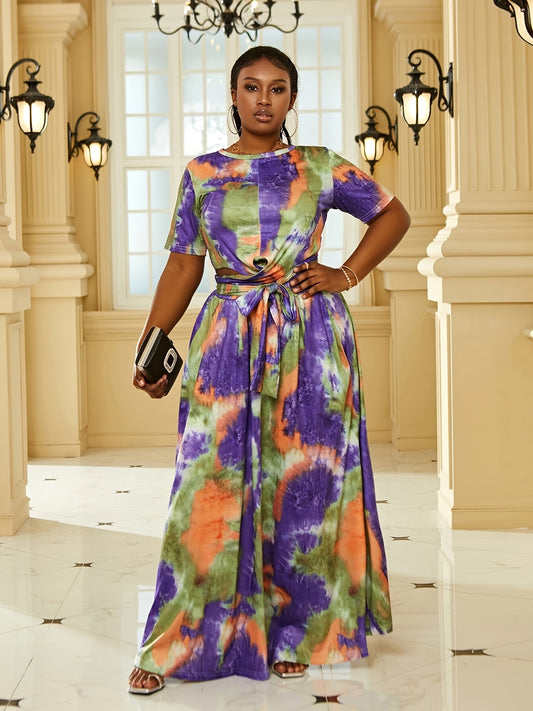  Tie Dye Crop Top & Maxi Skirt Set