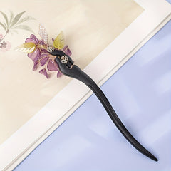 Wooden Hairpin Ancient Style Flower Hairpin Purple Hairpin Lady Headdress