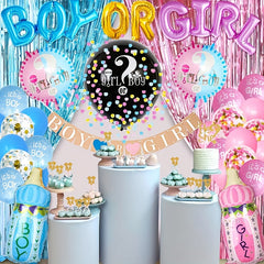 79pcs Gender Reveal Decoration Set with Foil Balloons & Print Balloons