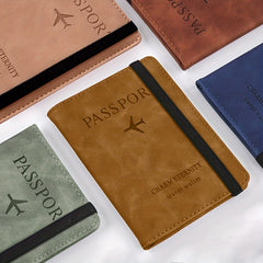 Leather Strap ID Card Bag RFID Passport Holder Travel Wallet Ticket Holder