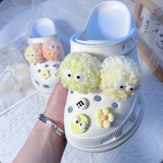 Pom poms Cartoon Shoe Charms For Clogs Garden Shoes DIY Accessories