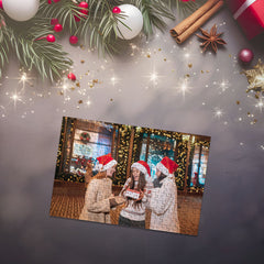 Custom Wooden Photo Puzzle Christmas Scene Santa Hats