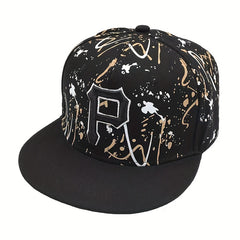 Men's P Embroidered Baseball Cap Casual Hip hop Outdoor Graffiti Sunshade Cap