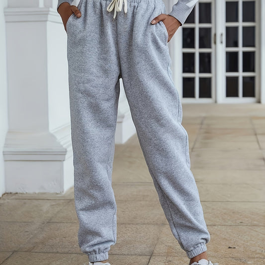 Casual Fleece Elastic Waist Sweatpants for Women
