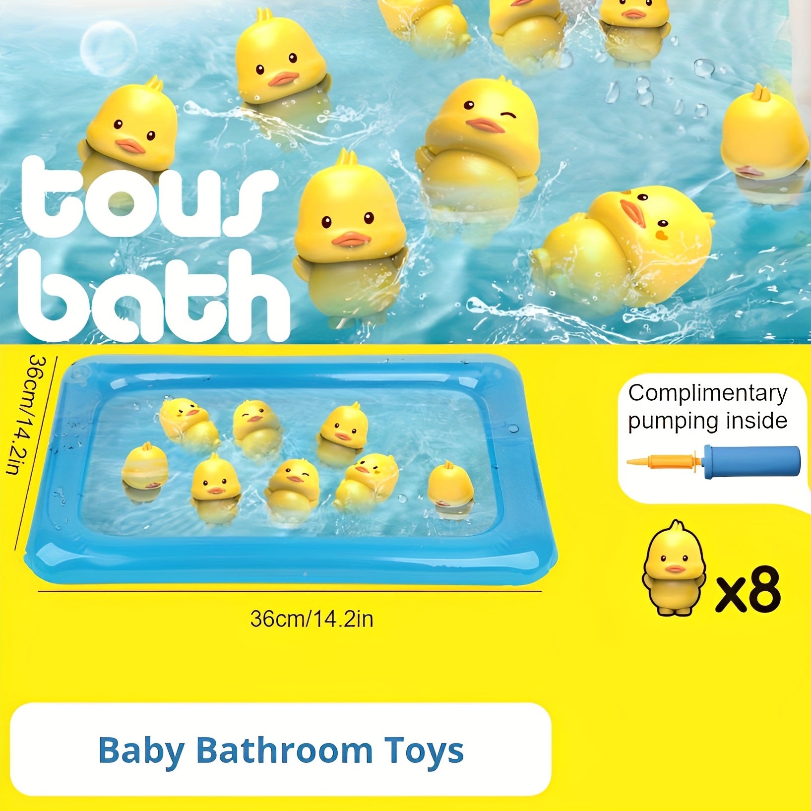 Baby Bath Toys Set with Ducks & Pump