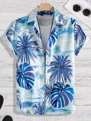 Men's Leaf Pattern Button Up Shirt